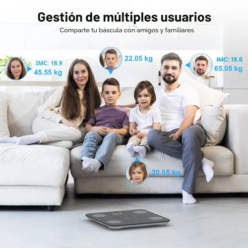 Vista 6 de Báscula inteligente para peso corporal: pantalla retroiluminada grande, báscula de peso de baño ultra precisa con 15 métricas de composición