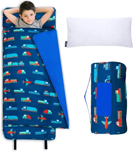 Vista 10 de Wildkin Kids Nap Mat with Pillow for Boys & Girls – Soft & Cozy Toddler Sleep Mat for Daycare, Preschool, Kindergarten & Travel, Ages 3–7, Machine