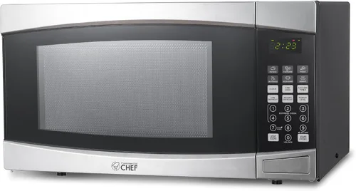 Vista 12 de COMMERCIAL CHEF Microondas de 1.4 pies cúbicos con 10 niveles de potencia, microondas pequeño con botón pulsador, microondas de 1100 vatios