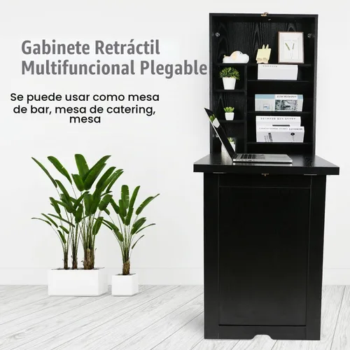 Vista 3 de YUSING Mesa Montada en la Pared, Escritorio Convertible Plegable Multifunción, Escritorio de Computadora para Oficina en Casa, Escritorio de Madera