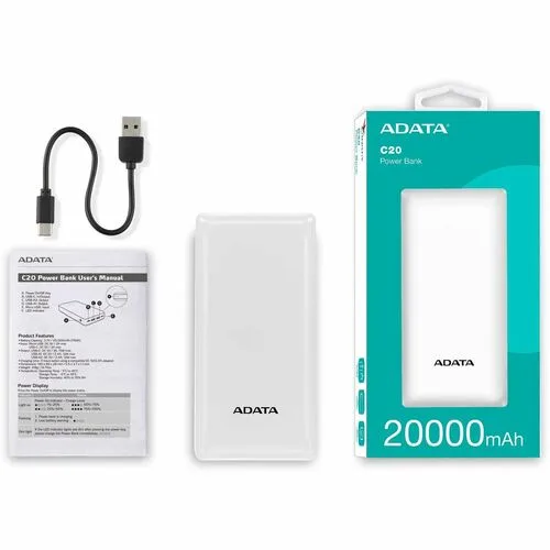 Vista 10 de POWER BANK ADATA C20 20.000 mAh BLANCA