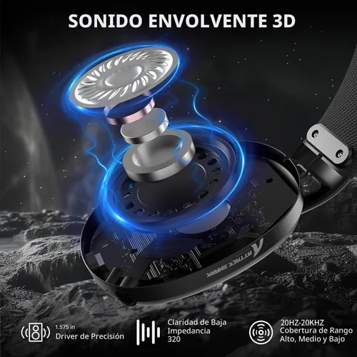 Vista 4 de ZIYOU LANG Auriculares inalámbricos para juegos L80 Ultralight Over Ear Tri Negro