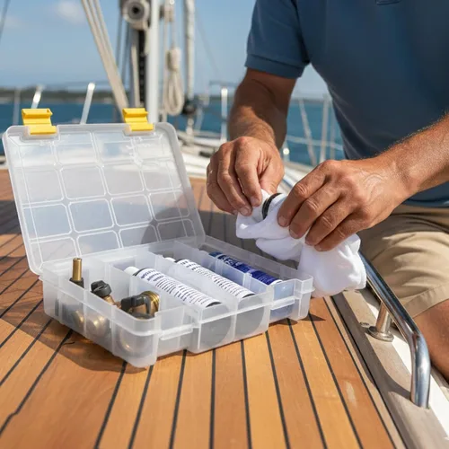 Vista 7 de Kit de descarga de motor marino, restaurador de metal interno y bloqueador de corrosión de agua salada, incluye jabón de barco, accesorio