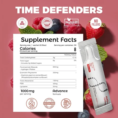 Vista 3 de NAD+Suplemento Líquido 1000mg con Resveratrol Paquetes Líquidos Puros
