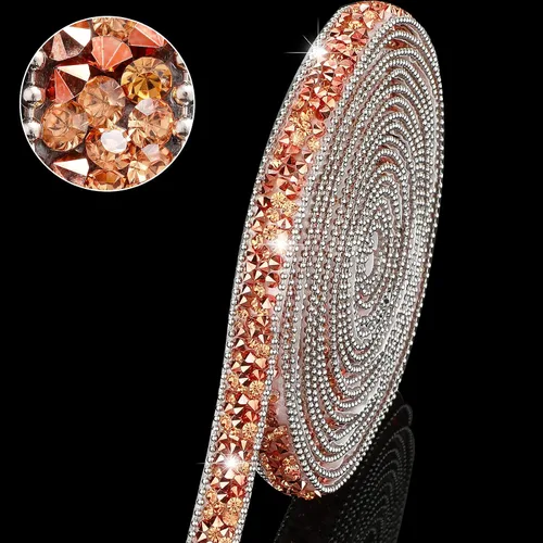 Vista 8 de Hicarer 3 yardas de cintas de diamantes de imitación de resina para boda, cinta autoadhesiva de diamantes de cristal, rollo de cinta de resina