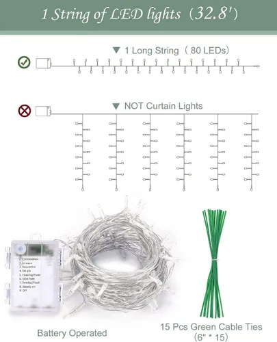 Vista 3 de JACKYLED Paquete de 12 guirnaldas de hiedra artificial de 80 pies, hojas de dinero Pothos con luces de cadena LED de 80 certificadas CE, luces