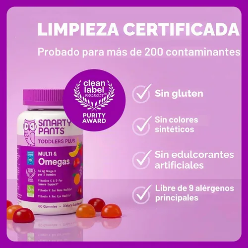 Vista 8 de SmartyPants Gomitas multivitamínicas Toddler Plus, vitamina D, Omega 3, 120