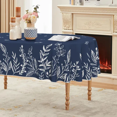 Vista 13 de Horaldaily Fall Tablecloth 52×70 Inch Rectangular, Thanksgiving Autumn Harvest Blue Wild Flowers Table Cover for Party Picnic Dinner Decor