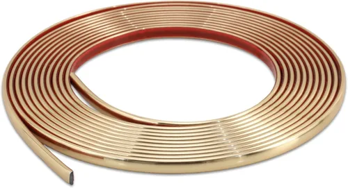 Vista 8 de Trimold Moldura de oro cepillado de 16.4 pies para despegar y pegar, espejo flexible para pared, techo, suelo, gabinete, azulejo, borde