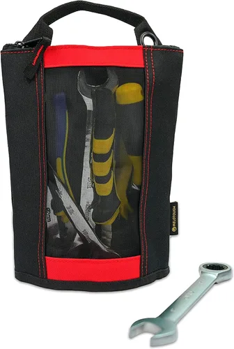 Vista 51 de Bolsa de herramientas de lona con cremallera MELOTOUGH, bolsa de herramientas con cierre, bolsa de malla resistente con ventana, ojales para colgar