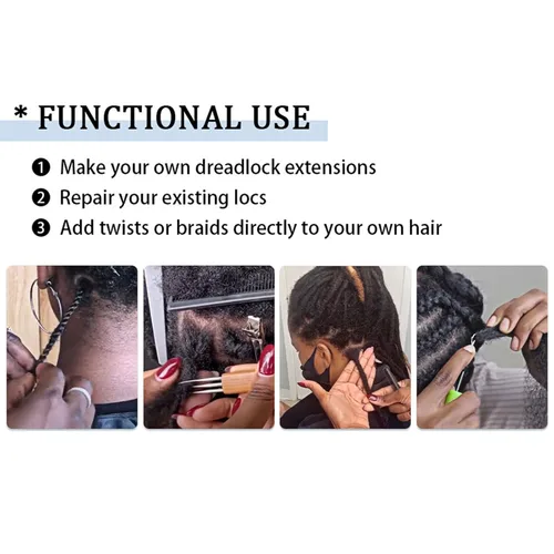 Vista 4 de HAPPY&CC Afro Kinkys - Extensiones de cabello humano a granel para extensiones de rastas de 10 pulgadas, 1.76 onzas, #4, color marrón degradado a