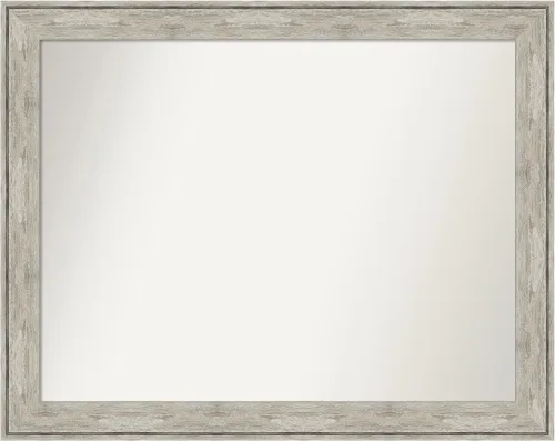 Vista 390 de Amanti Art Espejo de baño plateado para sobre el fregadero, 28 x 37 pulgadas, elegante espejo rectangular de peltre cepillado, marco de madera