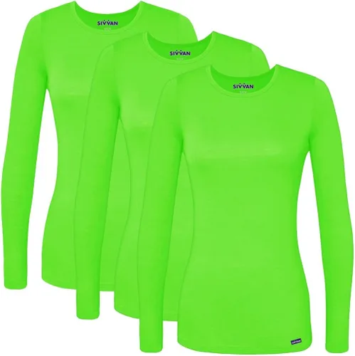 Vista 23 de Sivvan 3-Pack Women's Long-Sleeve Comfort Underscrub Tee, Scrubs Undershirts Aguamarina (Aquamarine)