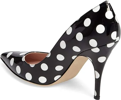 Vista 2 de Ydn - Zapatos de tacón medio puntiagudos, diseño de lunares, de meter, para mujer.