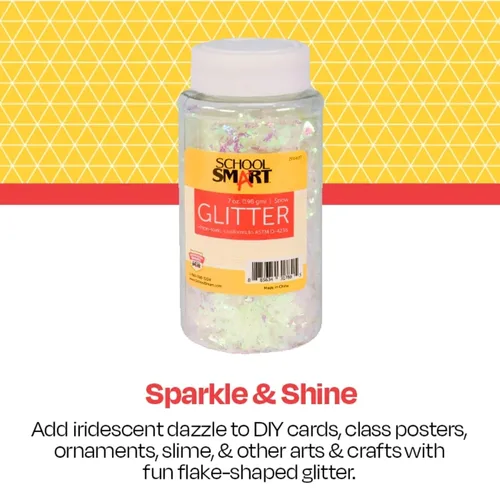 Vista 3 de School Smart Craft Glitter, frasco de 7 onzas, nieve