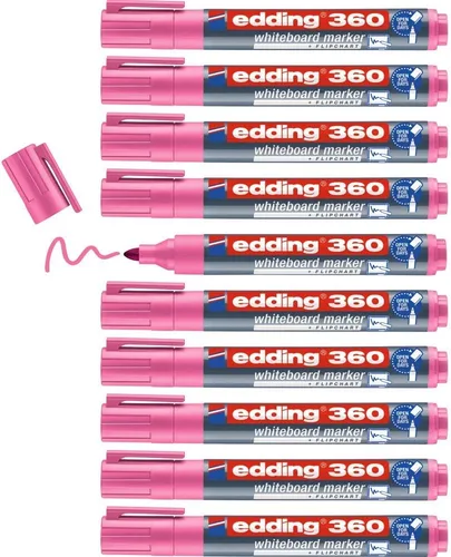Vista 8 de edding 360 whiteboardmarker - zwart - 10 whiteboardstiften - ronde punt 0.059 - 0.118 in - boardmarker uitwisbaar - para pizarra, rotafolio, Negro