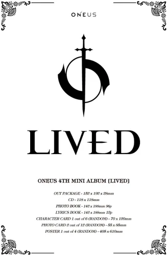Vista 2 de ONEUS - Lived (4º Mini Álbum) Álbum+Juego de Tarjetas de Fotos Extra