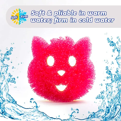 Vista 4 de Scrub Daddy Scrub Mommy Special Edition Pets Cat - Esponja multiusos para platos sin arañazos, sin BPA y fabricada con espuma de polímero, esponja
