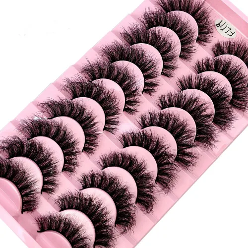 Vista 11 de 10 pares de pestañas postizas de visón 3D, hechas a mano, pestañas largas y finas, pestañas naturales para maquillaje de ojos (3-6)