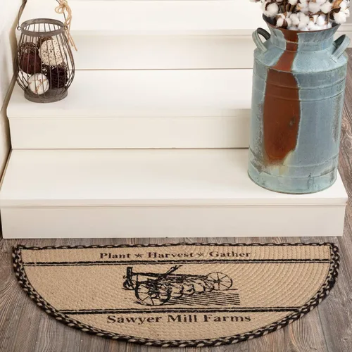 Vista 2 de VHC Brands Sawyer Mill - Alfombra de medio círculo de yute de arado de carbón (16.5 x 33 pulgadas)