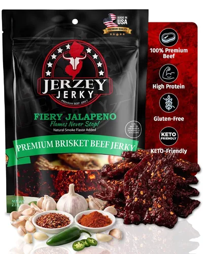 Vista 17 de Jerzey Jerky Carne Asada Brisket Jerky 2.5oz (2 Pack) – Bocadillos de carne de brisket asada con alto contenido en proteínas, sin gluten