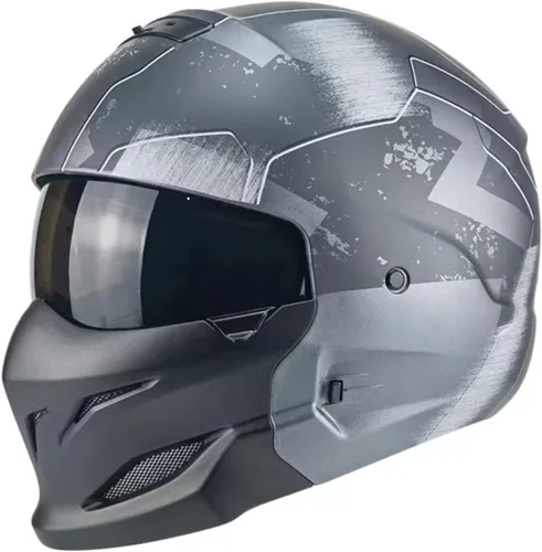 Vista 8 de Cascos modulares de cara abierta, casco de motocicleta de cara completa unisex para adultos, scooter, Street Bike Cruiser aprobado por DOT