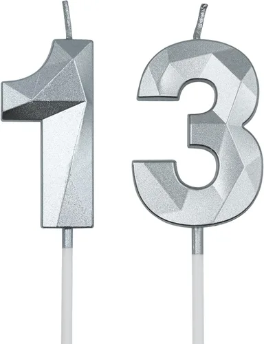 Vista 8 de Velas de cumpleaños número 13 y 31 para pastel, velas doradas con forma de diamante 3D con forma de diamante, decoraciones de cumpleaños