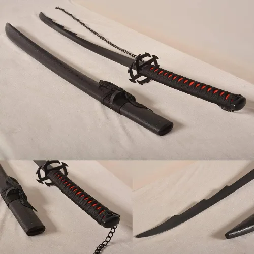 Vista 3 de Kurosaki's Tensa Zangetsu Version 2 Samurai Sword Anime Katana for Cosplay, Collection, Display