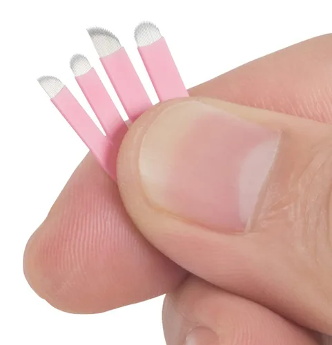 Vista 5 de XIAOYU 50 agujas desechables para microblading de cejas, cuchillas de maquillaje de microcuchillas de tatuaje para suministros de maquillaje