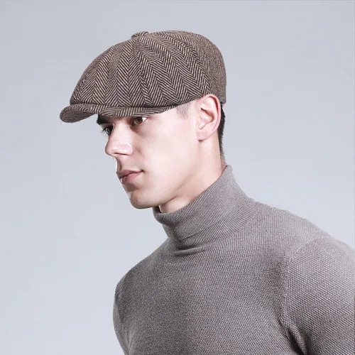 Vista 6 de Newsboy - Gorra para hombre, diseño de espiga, diseño de tweed, diseño de hiedra y gatsby, estilo vintage
