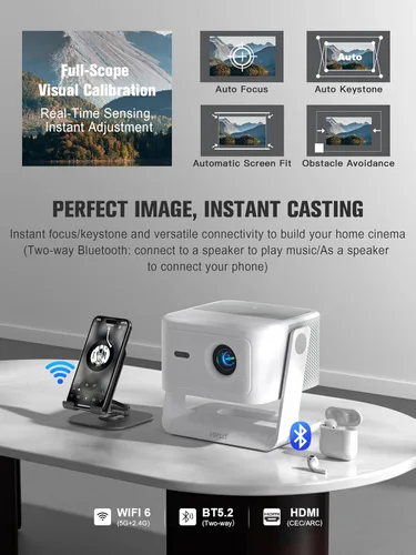 Vista 7 de 【Google TV con Licencia Oficial】Proyector Inteligente 4K con WiFi y Bluetooth, Proyectores para Exteriores VOPLLS con Dolby