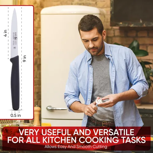 Vista 2 de ICEL Cutlery 241306010-Cuchillo de pelar dentado de 4 pulgadas, negro