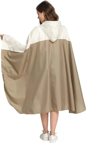 Vista 6 de Spmor Poncho de lluvia impermeable con capucha para adultos con cremallera