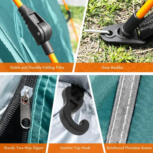 Vista 8 de Tienda de campaña para 2-3 personas, tienda de campaña automática instantánea para camping, fácil y rápida, tienda de campaña impermeable, tienda