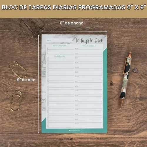 Vista 2 de bloom daily planners Bloc de lista de tareas programadas diarias sin fecha, hojas de planificación arrancables, 6 x 9 pulgadas, mármol con bloqueo