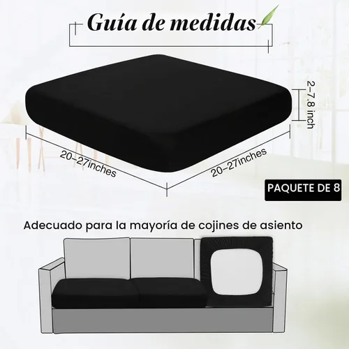 Vista 2 de Newwiee Funda de cojín, para cojín de asiento de sofá o sillón, 8 unidades, elástica, para sofá, muebles de patio y exteriores, de repuesto, suave