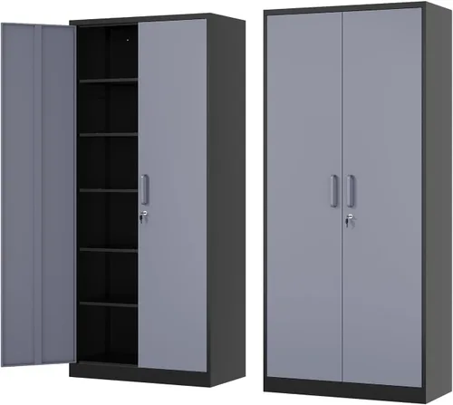 Vista 8 de Fesbos Armario de almacenamiento de metal, archivadores de acero de 36 pulgadas de alto con puertas con cerradura y estantes ajustables, gabinete