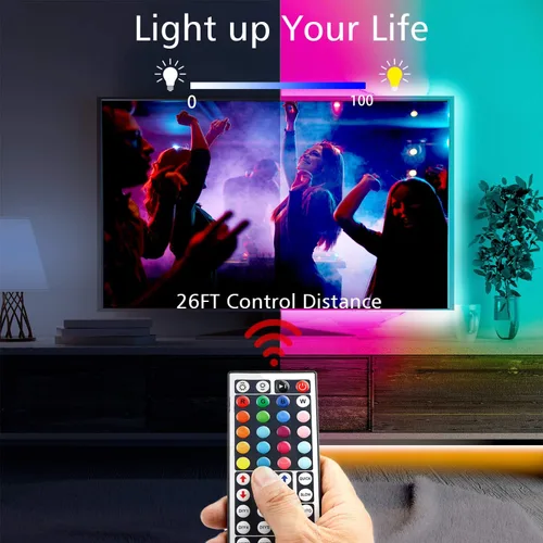 Vista 4 de Dalattin - Tira de luces LED para dormitorio de 25 pies, kit de tiras de luces LED RGB 5050 con cambio de color, control remoto de 44 teclas
