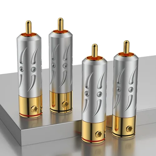 Vista 8 de Viborg 4pcs Hi-End RCA Macho Enchufes Cobre Puro Chapado en Oro Soldadura RCA Jack Conectores (VR109G)