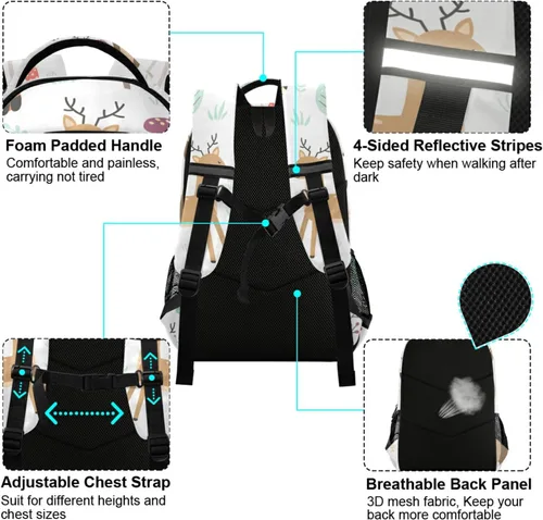 Vista 4 de Mochila de aventura con diseño de planeta espacial lindo con clip de pecho para niños y niñas 20240110, 20241195, talla única , Mochilas Daypack
