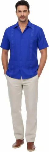 Vista 4 de Allsense - Camisa guayabera cubana de manga corta con botones para hombre