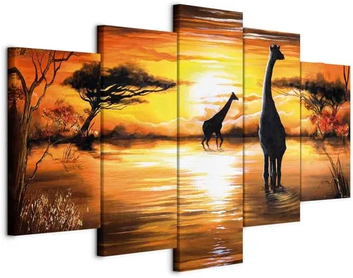 Vista 10 de artgeist Lienzo acústico para pared, diseño de África, 40 x 20 pulgadas, 5 piezas con impresión de sonido de espuma acústica, sala de arte de África