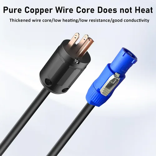 Vista 4 de Cable PowerCON de 12 AWG, conector NEMA 5-15p a PowerCON, cable de alimentación de CA PowerCON de 3 pines, entrada PowerCon, conector macho, cable