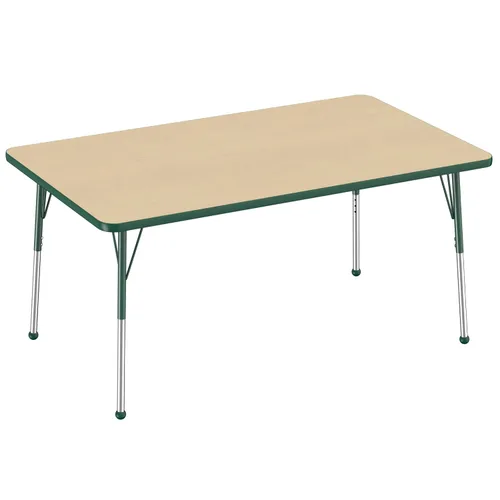 Vista 137 de FDP - Mesa rectangular para actividades escolares y de oficina (24 x 36 pulgadas), patas estándar con deslizadores giratorios, altura ajustable