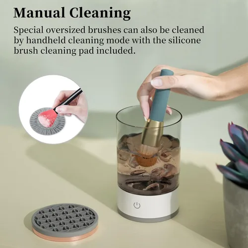 Vista 5 de Limpiador de brochas de maquillaje - Máquina eléctrica de limpieza de brochas de maquillaje, herramienta automática de limpieza y secado de brochas
