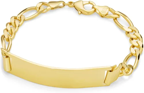 Vista 3 de Bling Jewelry Pulsera de identificación para hombre grabable con nombre sólido chapado en barra de identificación para hombres y niños, cadena