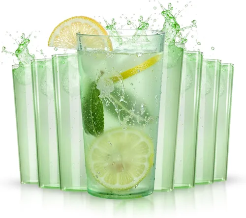 Vista 14 de Liacere Juego de Vasos de Beber Coloridos Set de 8 - Vasos de Plástico Highball de 17oz y Vasos de Plástico para Cóctel de 14oz, Vasos de Agua