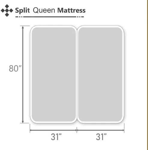 Vista 3 de Juego de sábanas divididas de 5 piezas de 800 hilos para cama ajustable (2 piezas, 1 sábana plana y 2 fundas de almohada) 100% algodón egipcio