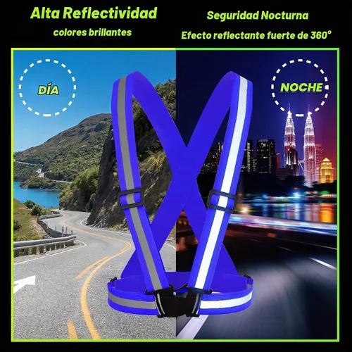 Vista 3 de Hercicy 20 piezas de chaleco reflectante de alta visibilidad, chalecos de seguridad, correas ajustables para correr, reflector ligero para Azul