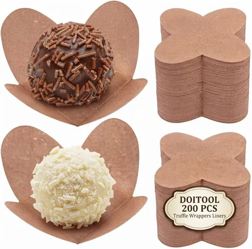 Vista 8 de DOITOOL Papel de envoltura de trufas, 200 piezas de papel de chocolate de Halloween, copas de caramelo, forros de trufas, envoltorios